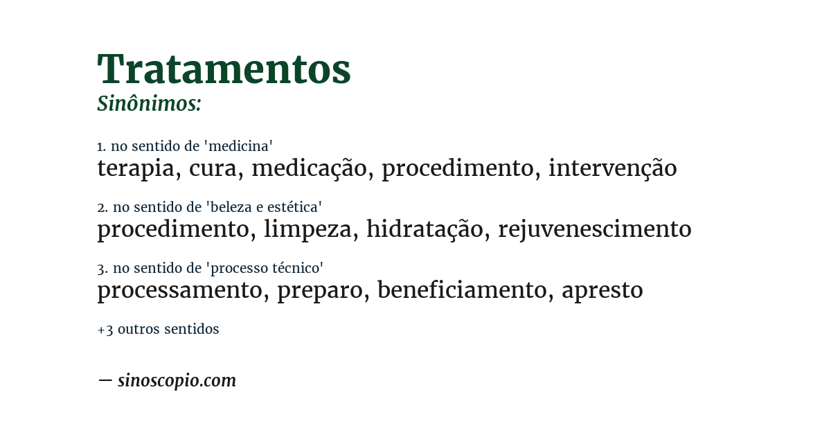 Sinônimo de tratamentos