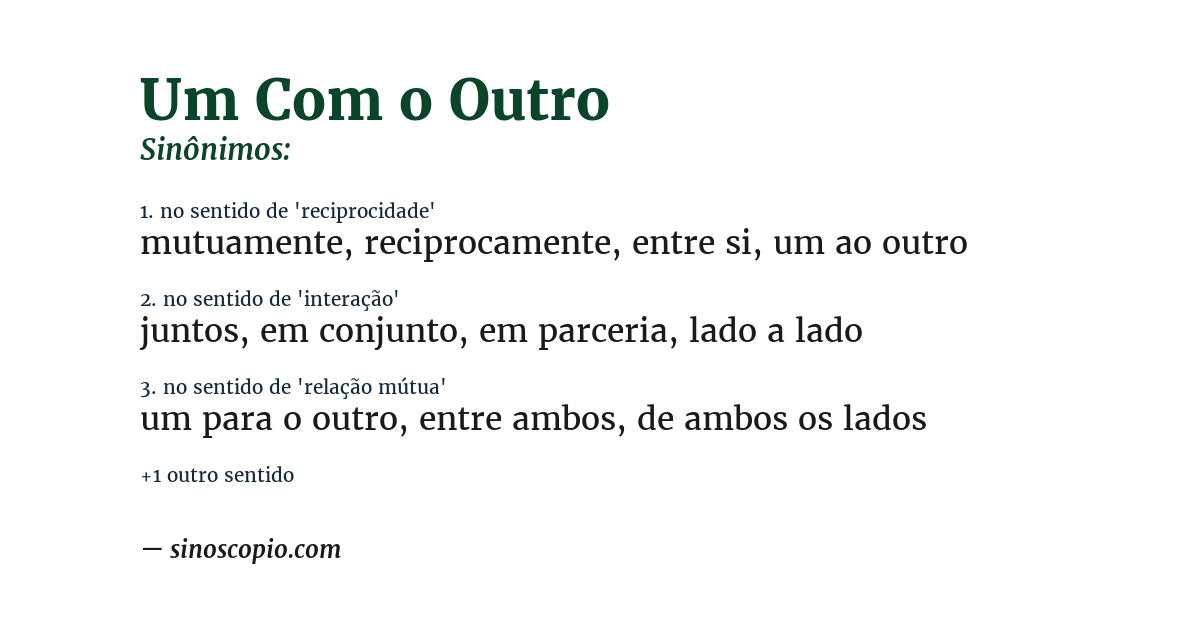 Sinônimo de um com o outro