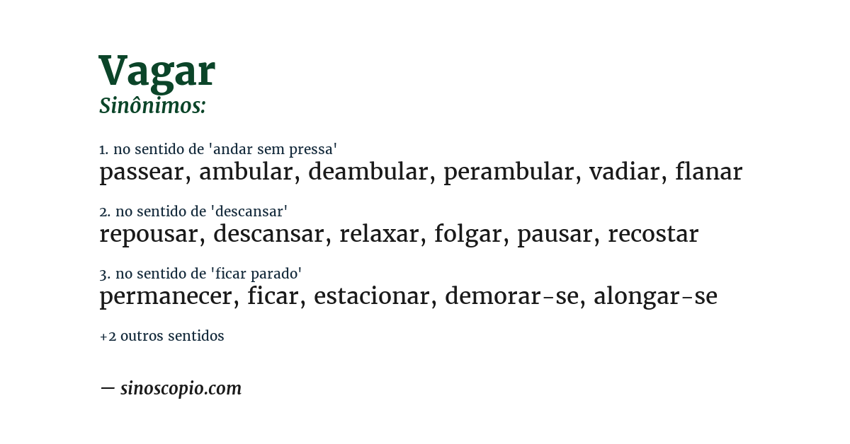 Sinônimo de vagar
