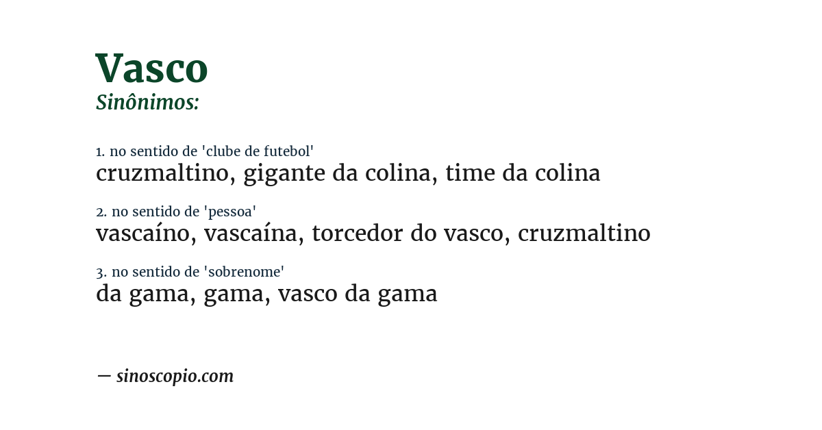 Sinônimo de vasco