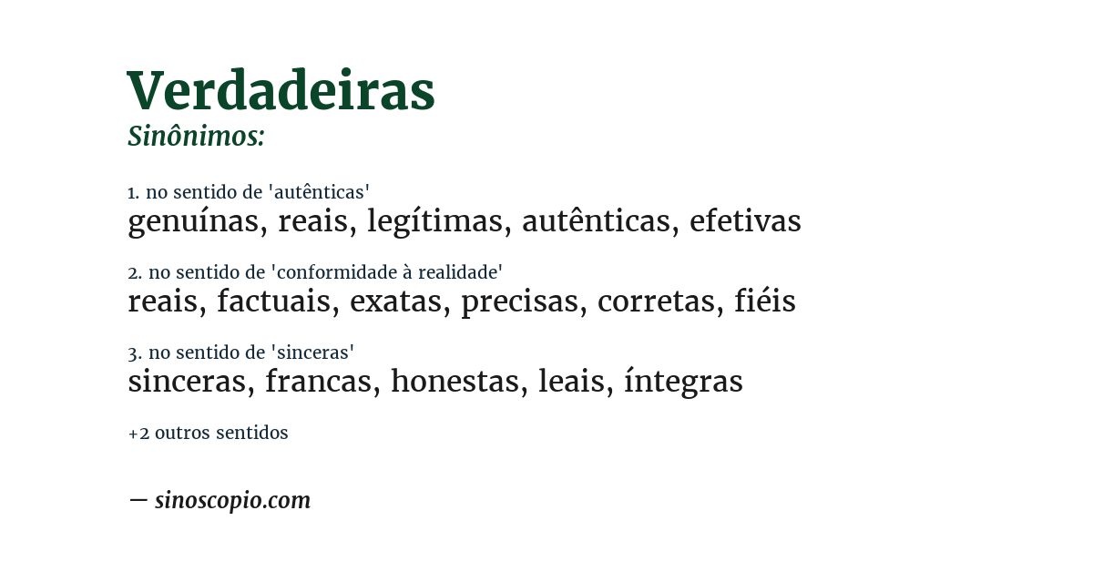 Sinônimo de verdadeiras