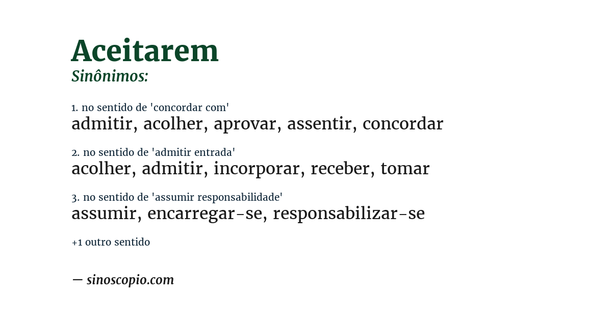 Sinônimo de aceitarem