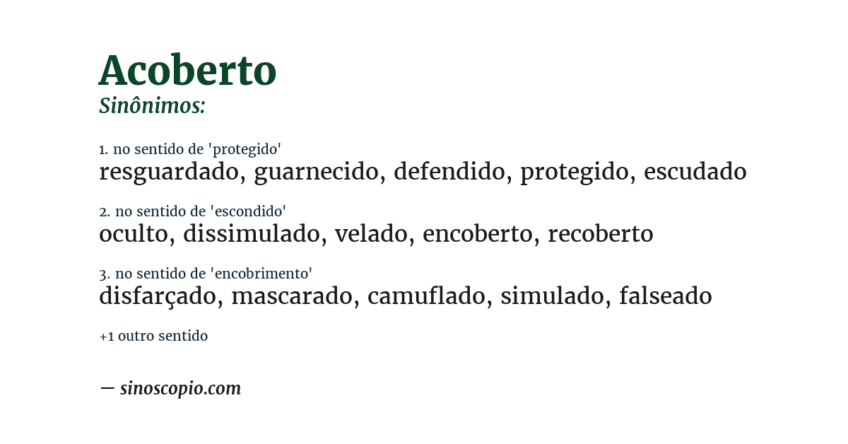 Sinônimo de acoberto