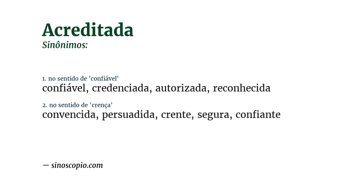 Sinônimo de acreditada