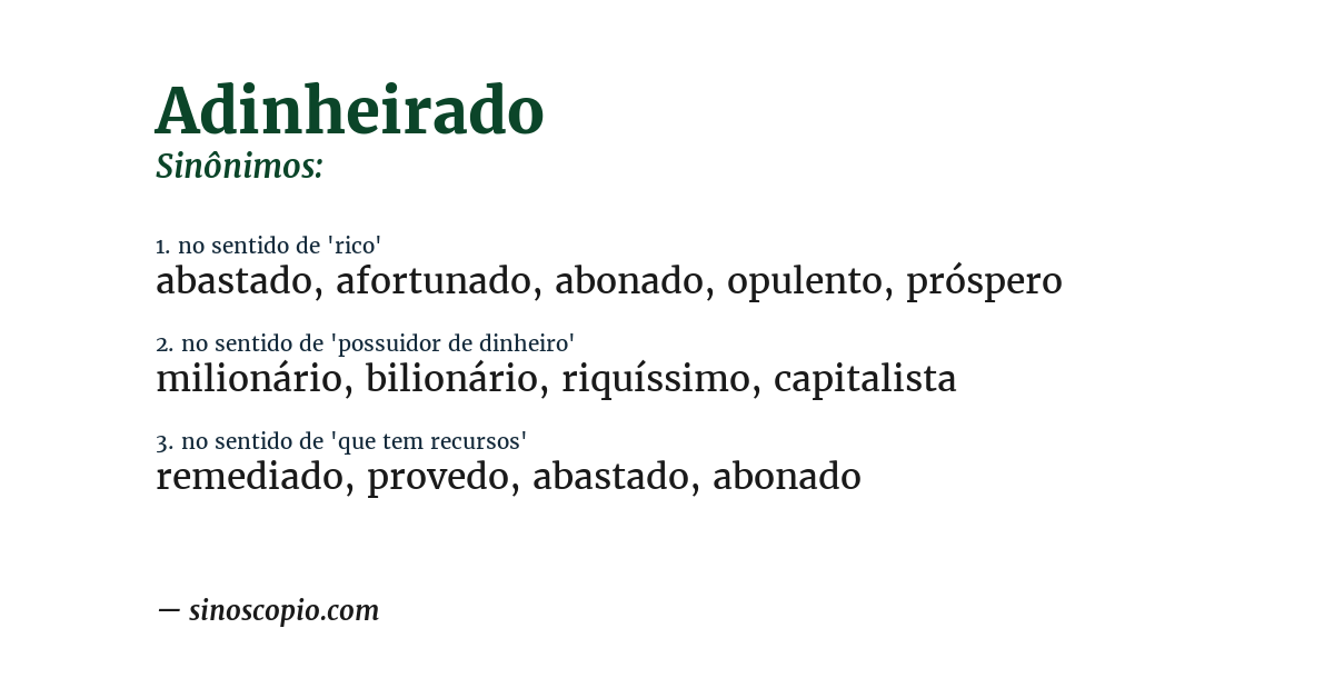 Sinônimo de adinheirado