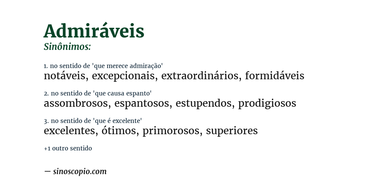 Sinônimo de admiráveis