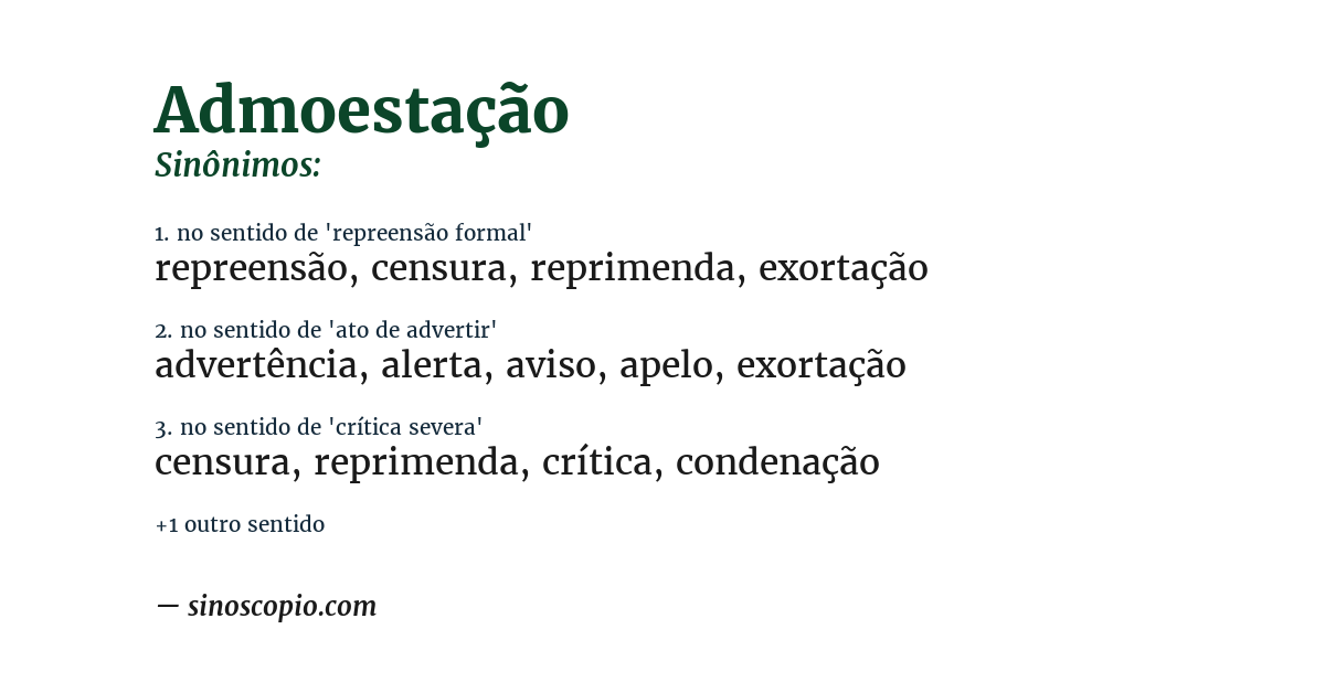Sinônimo de admoestação