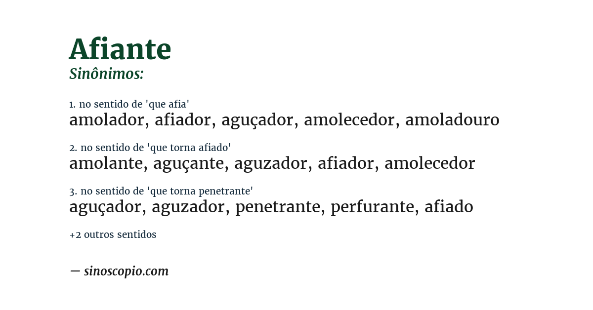 Sinônimo de afiante