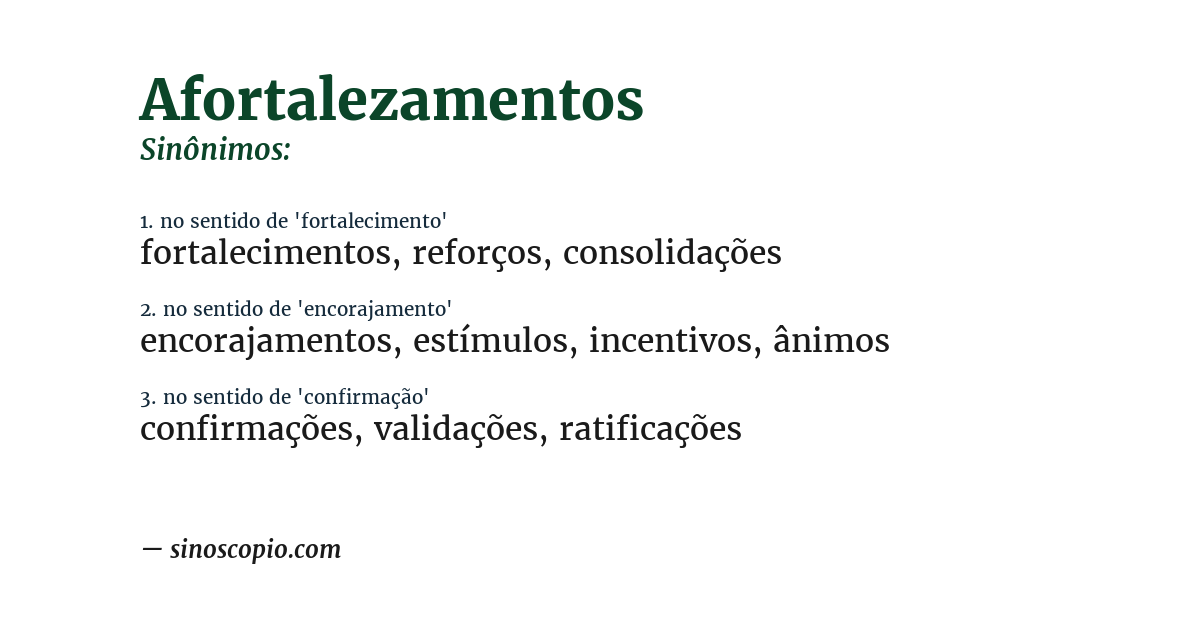 Sinônimo de afortalezamentos