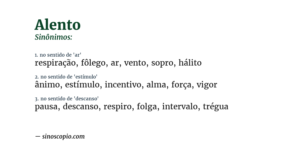 Sinônimo de alento
