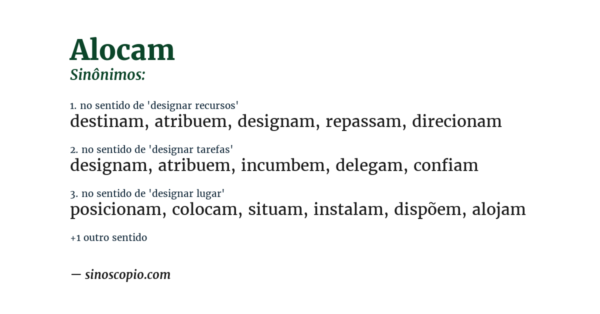 Sinônimo de alocam