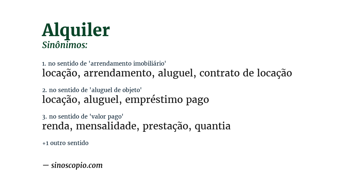 Sinônimo de alquiler