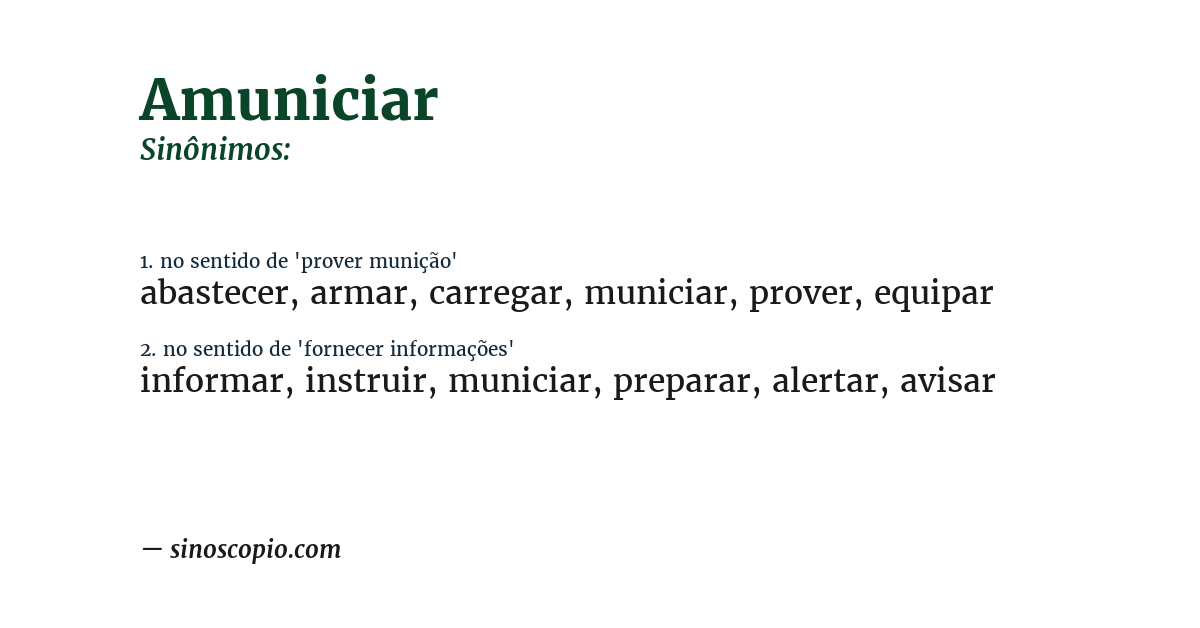 Sinônimo de amuniciar