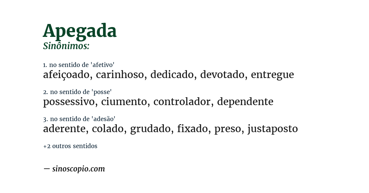 Sinônimo de apegada