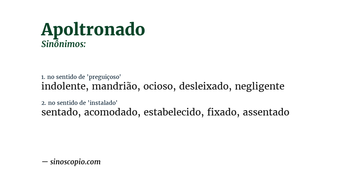Sinônimo de apoltronado