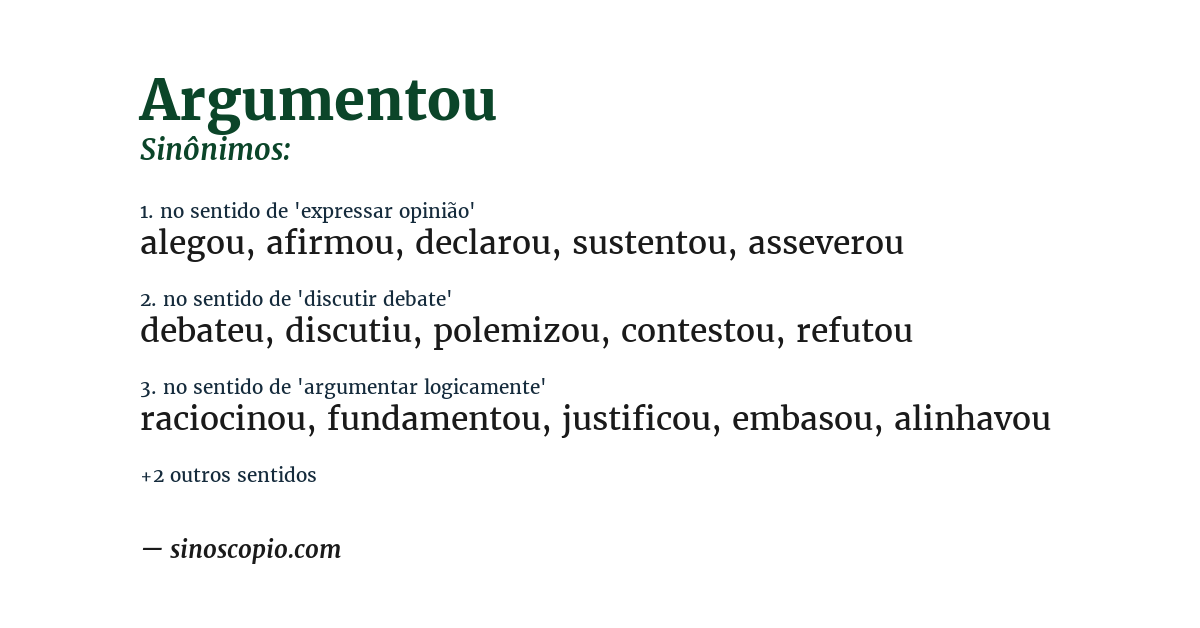 Sinônimo de argumentou