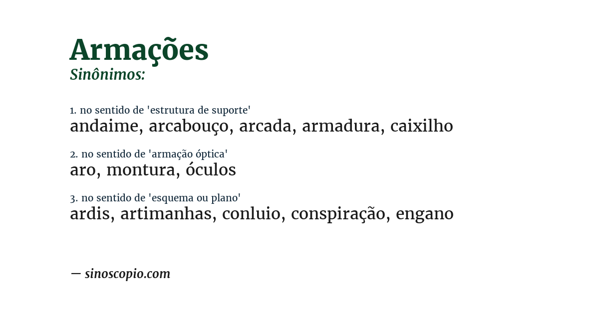 Sinônimo de armações