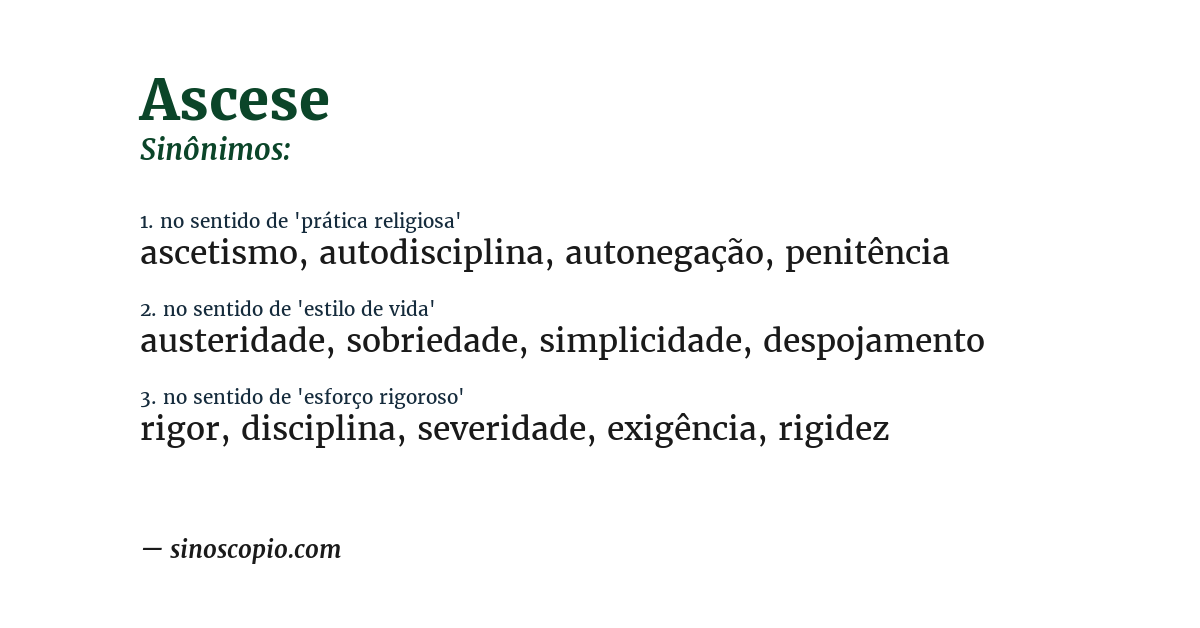 Sinônimo de ascese