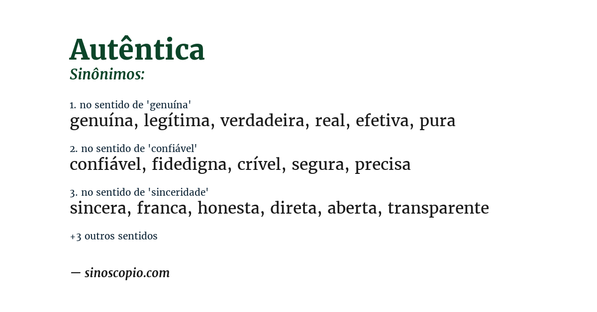 Sinônimo de autêntica