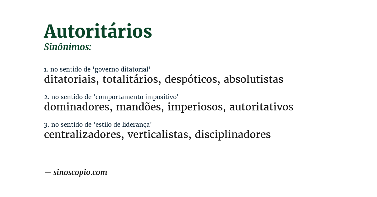 Sinônimo de autoritários