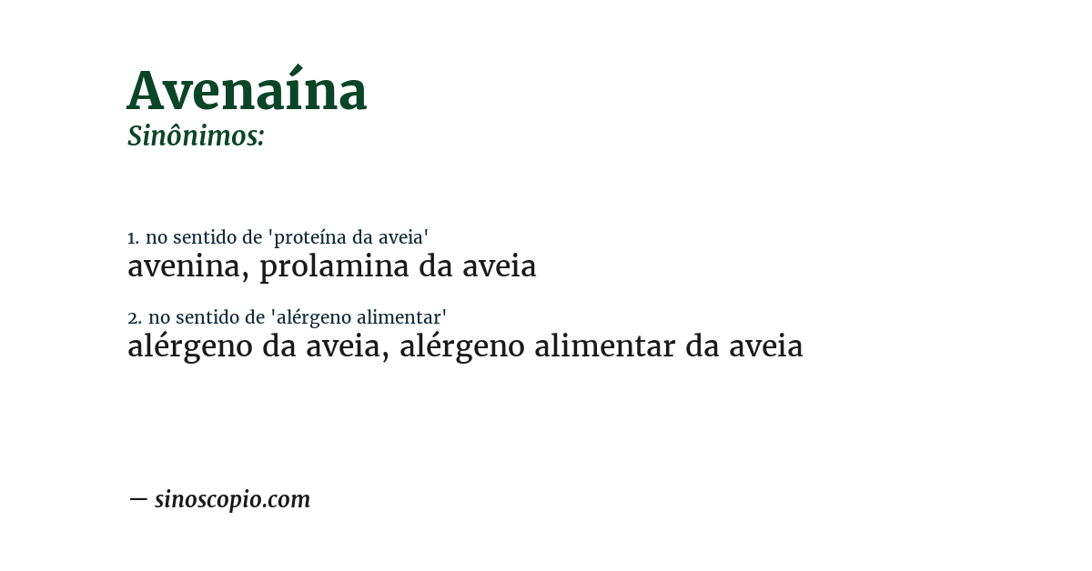 Sinônimo de avenaína