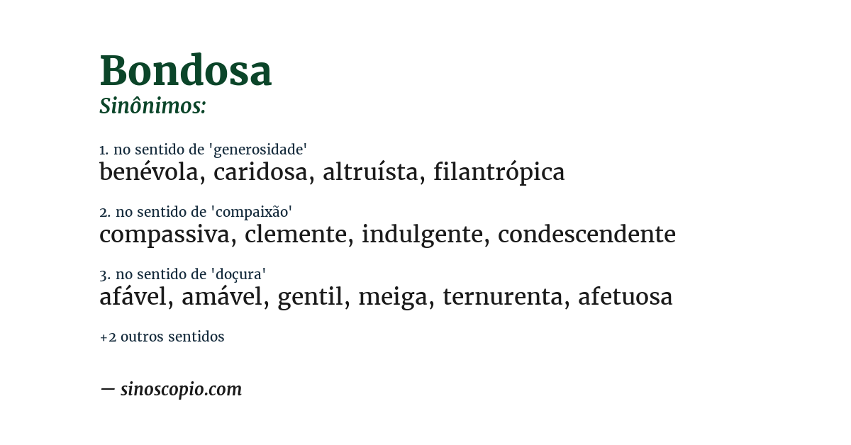 Sinônimo de bondosa