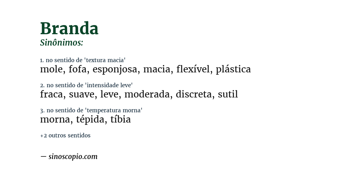 Sinônimo de branda