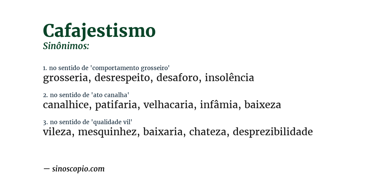 Sinônimo de cafajestismo