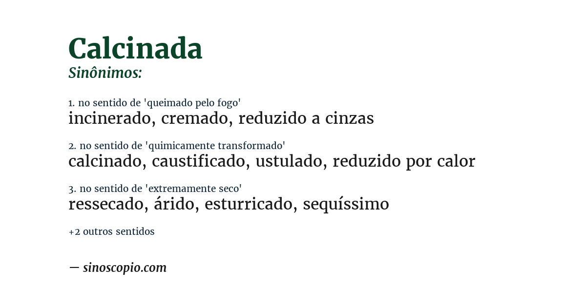 Sinônimo de calcinada