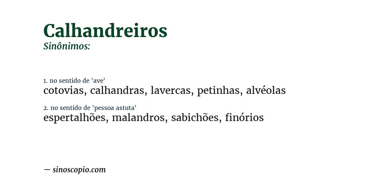 Sinônimo de calhandreiros