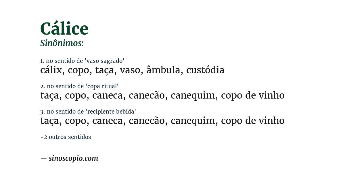 Sinônimo de cálice