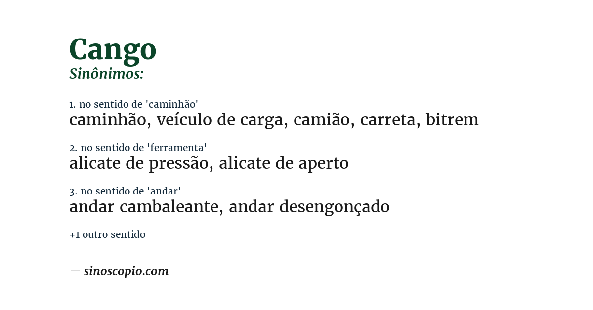 Sinônimo de cango