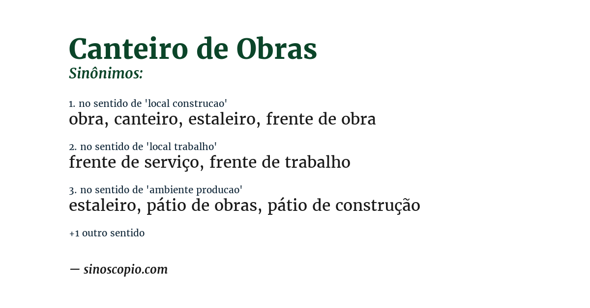 Sinônimo de canteiro de obras