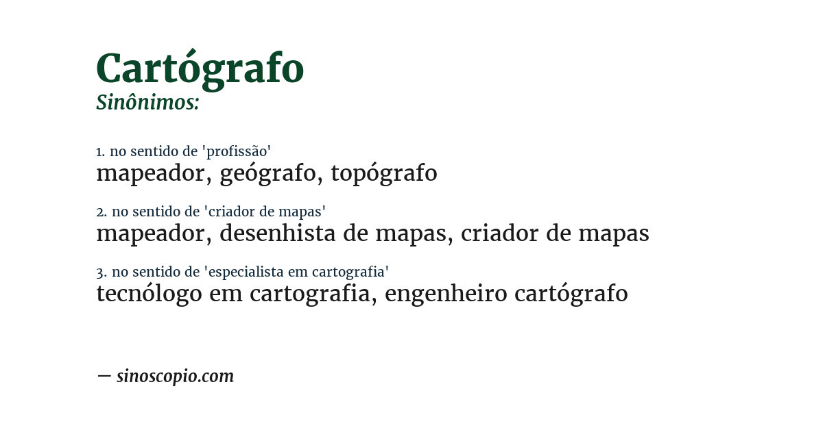 Sinônimo de cartógrafo