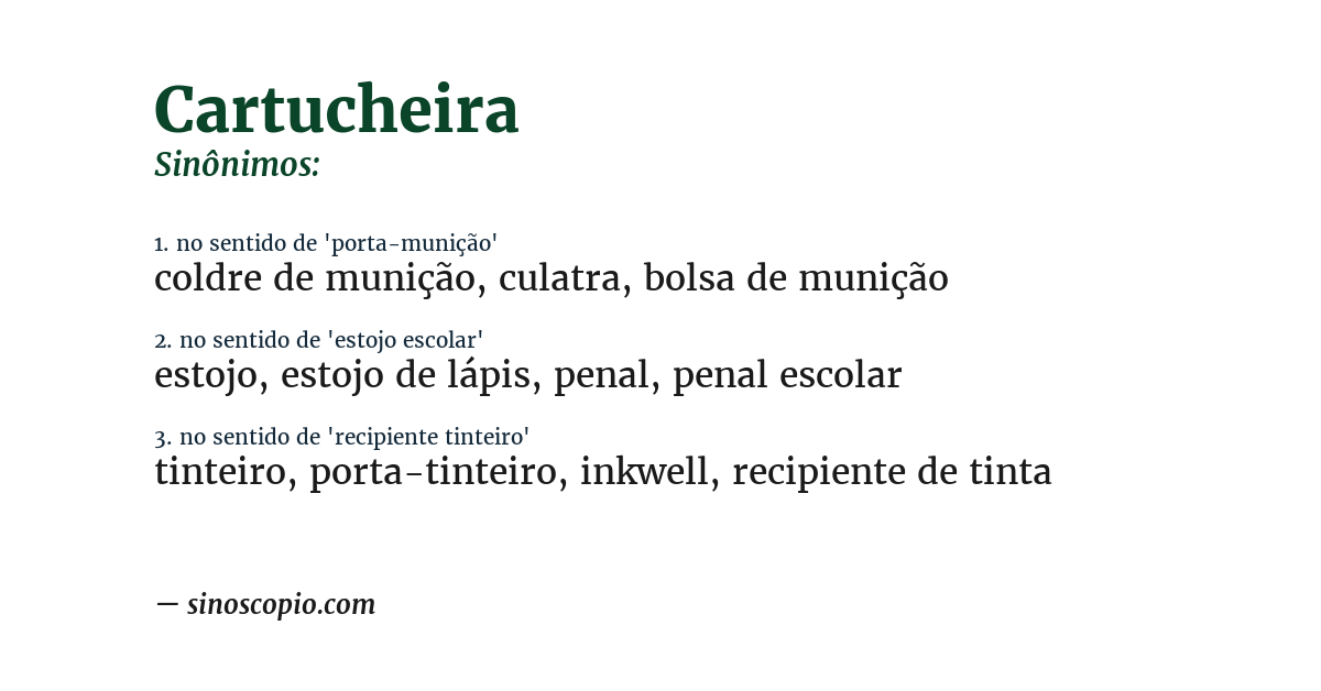 Sinônimo de cartucheira