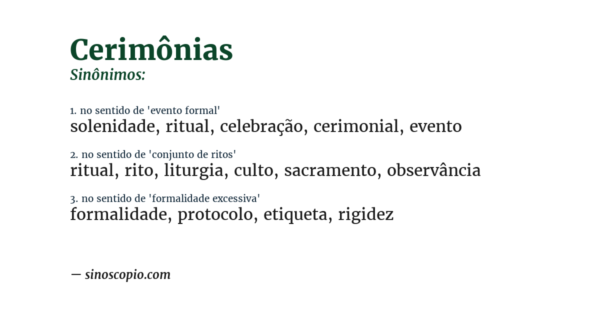 Sinônimo de cerimônias