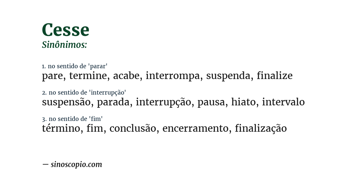 Sinônimo de cesse