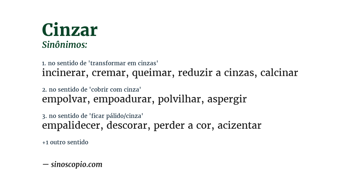 Sinônimo de cinzar