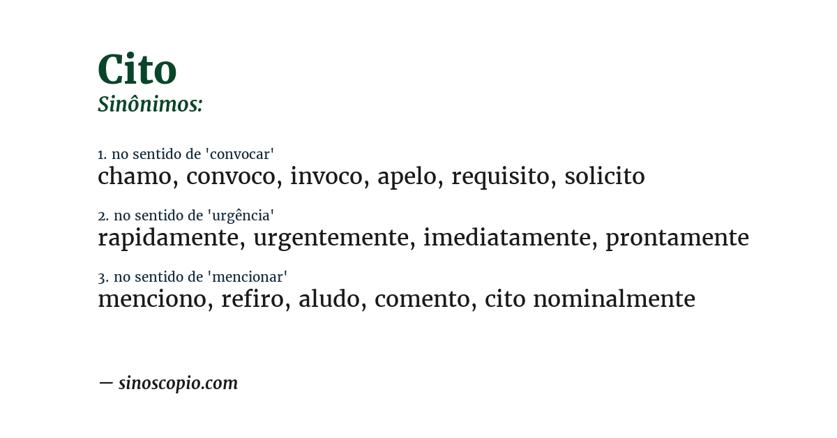 Sinônimo de cito