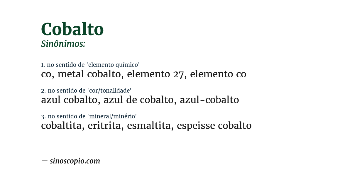 Sinônimo de cobalto