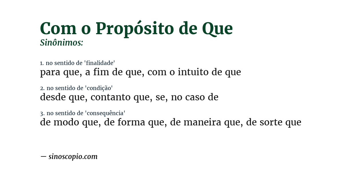 Sinônimo de com o propósito de que