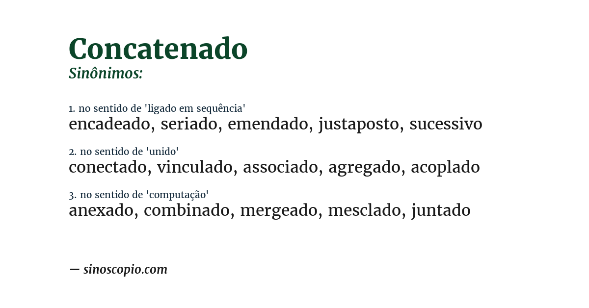 Sinônimo de concatenado