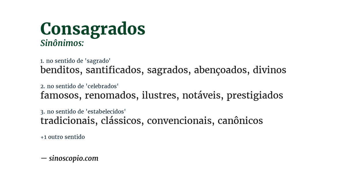 Sinônimo de consagrados