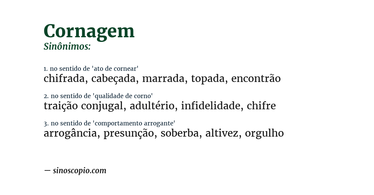 Sinônimo de cornagem