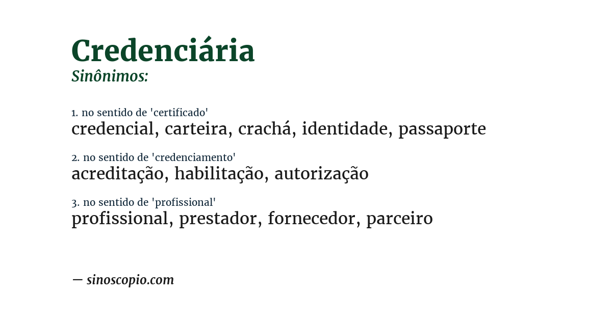 Sinônimo de credenciária