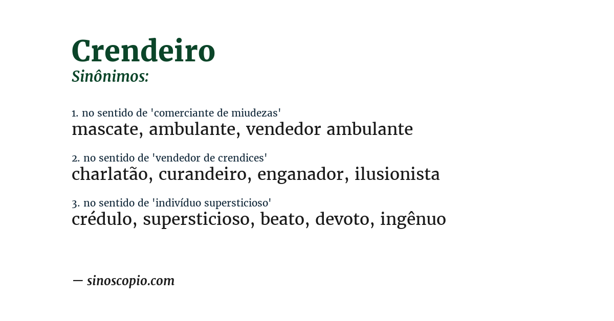 Sinônimo de crendeiro