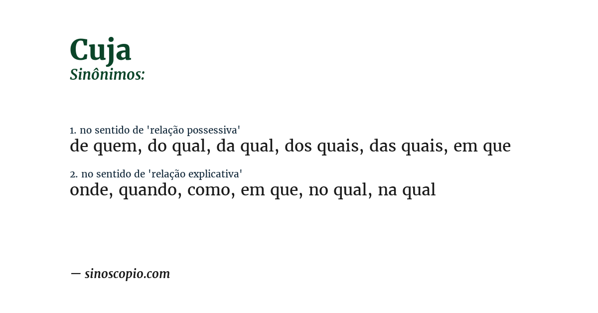 Sinônimo de cuja