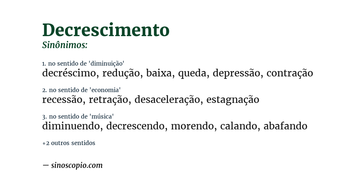 Sinônimo de decrescimento