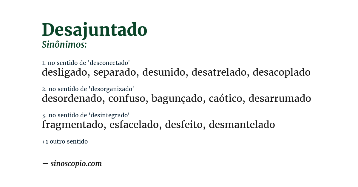 Sinônimo de desajuntado