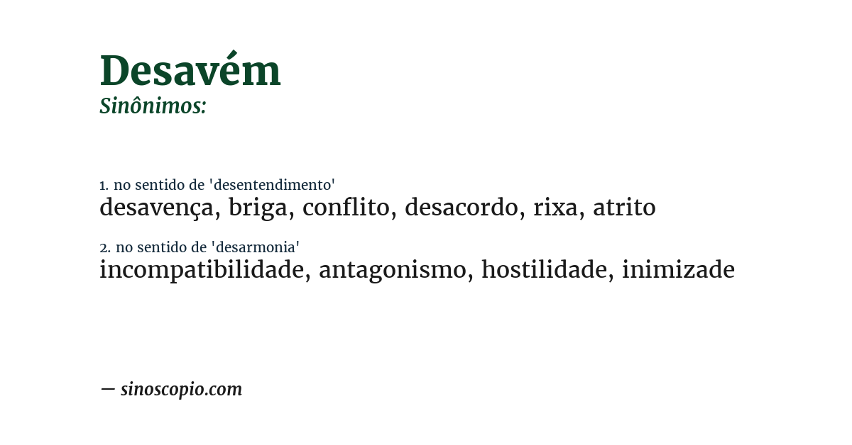 Sinônimo de desavém